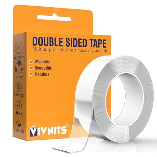 VIVNITS Multipurpose Double Sided Tape Heavy Duty - Adhesive Silicone Tape, Heat Resistant, Multi-Functional, Removable, Washable, Reusable Anti-Slip Gel Nano Grip Tape- 3 Meter (PACK OF 3) - Image 1