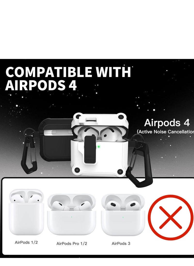 ANYOGRO - Compatible with AirPods 4 Case Cover for Women and Men, Automatic Snap Switch Security Locking Cover for Airpods 4th Generation 2024 Cases with Cleaner Kit and Keychain Front LED Visible Green - Image 1
