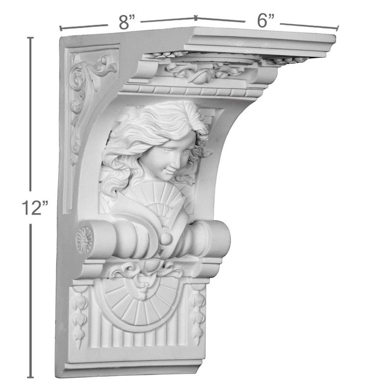 Ekena Millwork Endurathane Hestia Corbel, 6" W x 8" D x 12" H, Factory Primed - Image 2