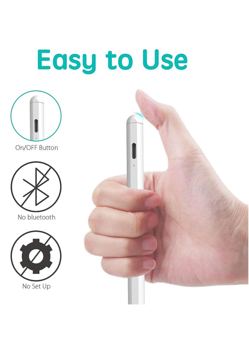 Active Stylus Pen with Palm Rejection for Precise Writing/Drawing Compatible with Apple iPad White - Image 3