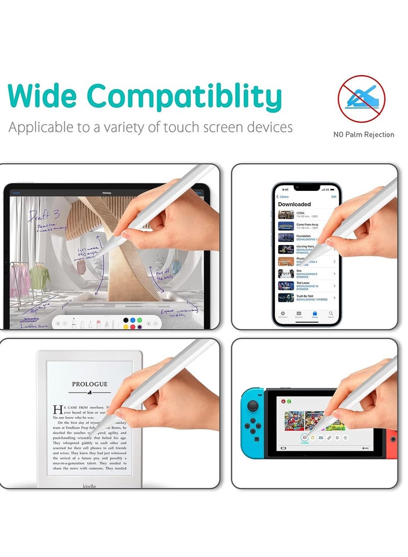 Active Stylus Pen with Palm Rejection for Precise Writing/Drawing Compatible with Apple iPad White - Image 4