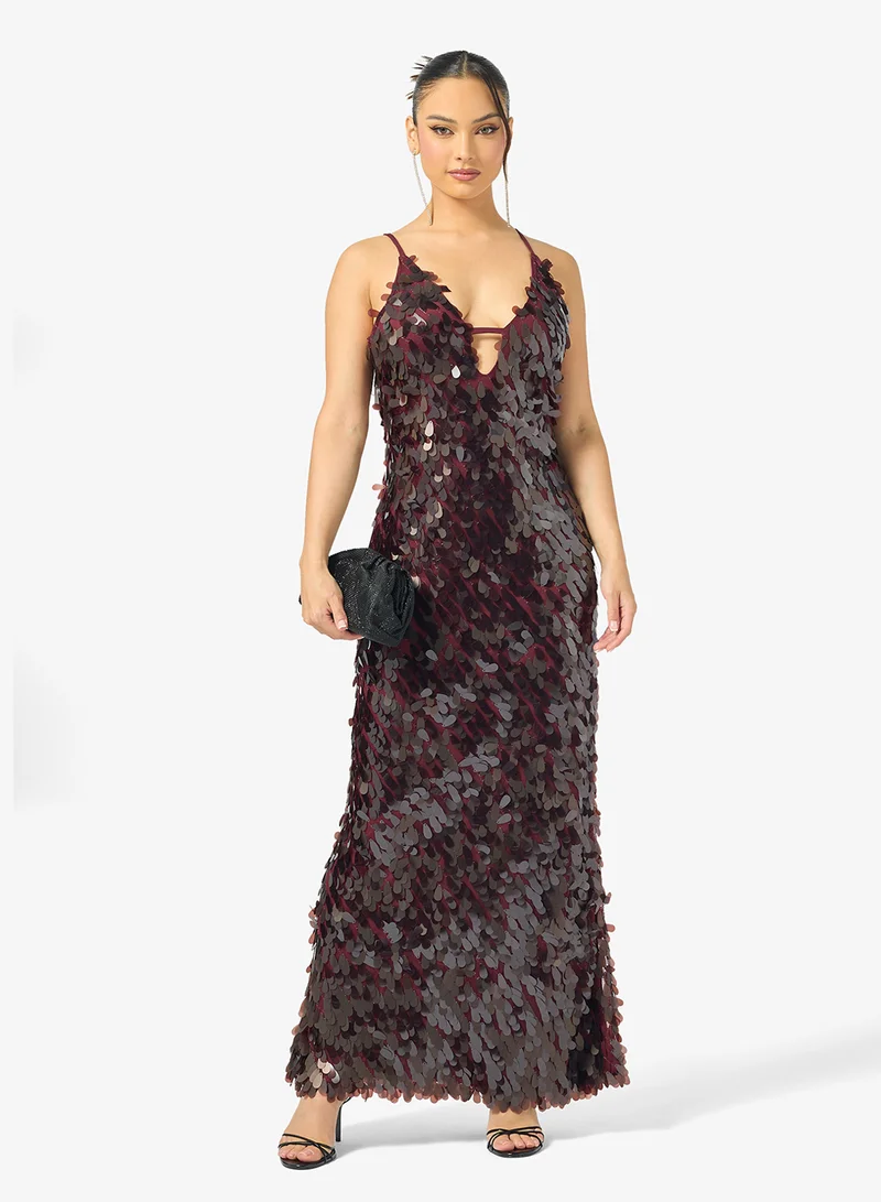 Ginger Strappy Sequin Embellished Evening Dress