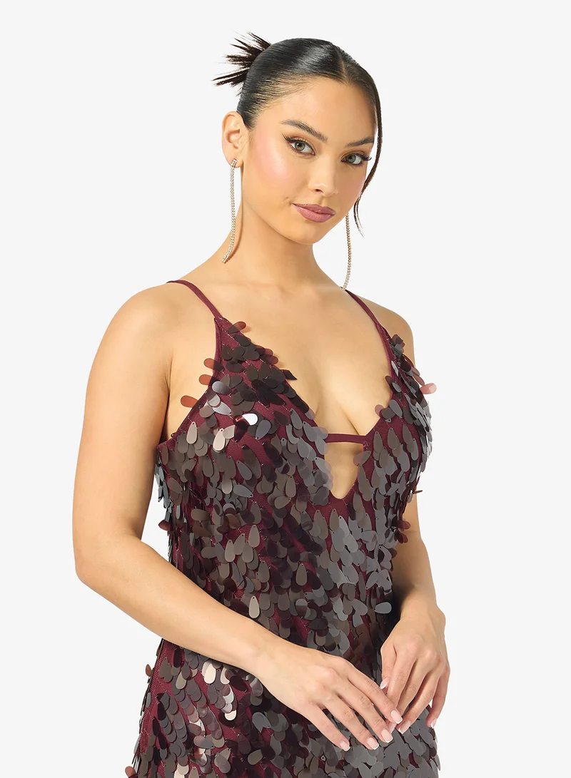 Ginger  Strappy Sequin Embellished Evening Dress for Women | Best Price UAE