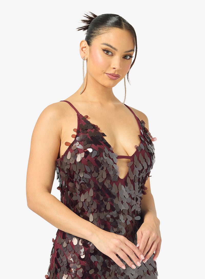 جينجر فستان سهرة مزين بالترتر بأشرطة - Image 3