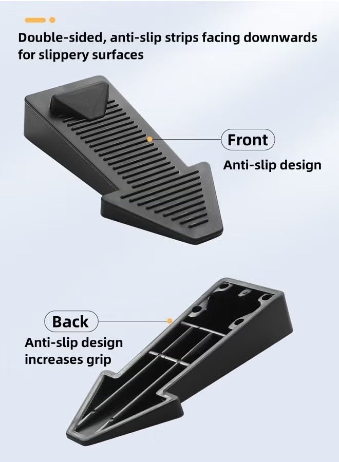 HQ-GAMING Door Stoppers for Bottom of Door, 2 Pacl Premium Rubber Door Stops, Sturdy Wedge for Carpet, Tile, Concrete, Wood, Door Holder for Heavy Duty Door, Black  - Image 4