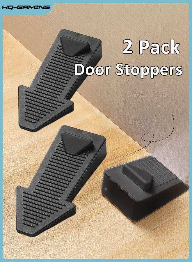 HQ-GAMING Door Stoppers for Bottom of Door, 2 Pacl Premium Rubber Door Stops, Sturdy Wedge for Carpet, Tile, Concrete, Wood, Door Holder for Heavy Duty Door, Black  - Image 1