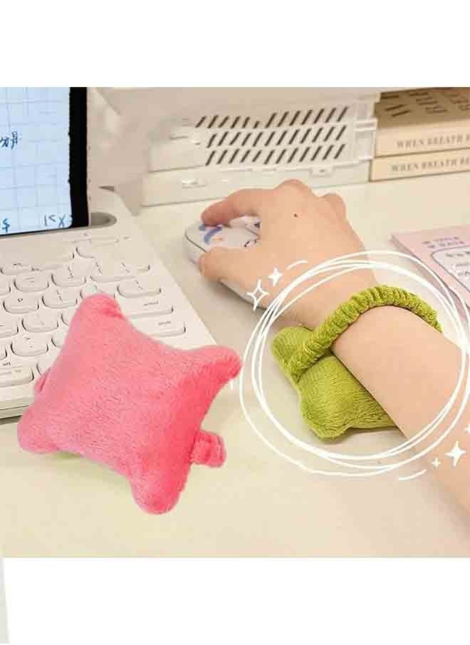 Generic 2 Pieces Mini Wrist Rest Pads for Office, Gaming, Laptop and Computer - Soft Velvet Support, Relieve Wrist Pain (Green/Pink)  - Image 1