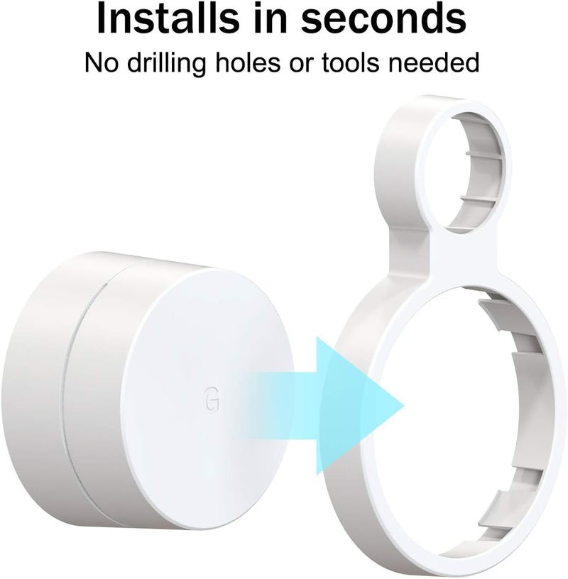 Pefecon Outlet Wall Mount for Google WiFi AC1200, Cable Management & Space Saving, Easy to Move, Wall mount holder for Google WiFi(2020 model-Round Plug)(3 Pack) - Image 5