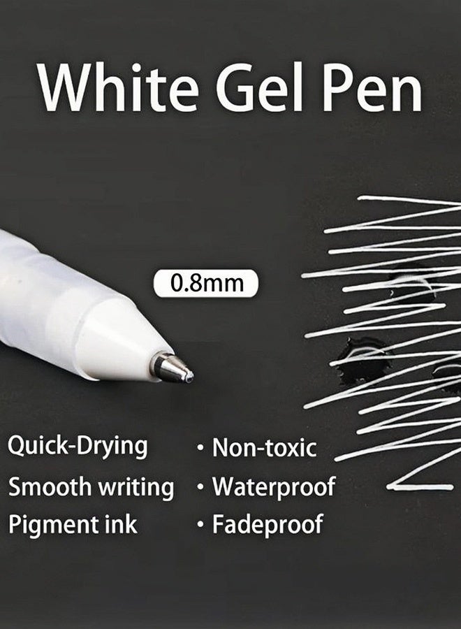 15 Pieces White Highlighter Pen,0.8mm Fine Tip White Gel Pens,Quick Drying Water Based Ink,Non Toxic Acrylic Markers for Paper,Glass,Wood,Metal,Plastic,Ideal for Artists,Students and Crafting - Image 3