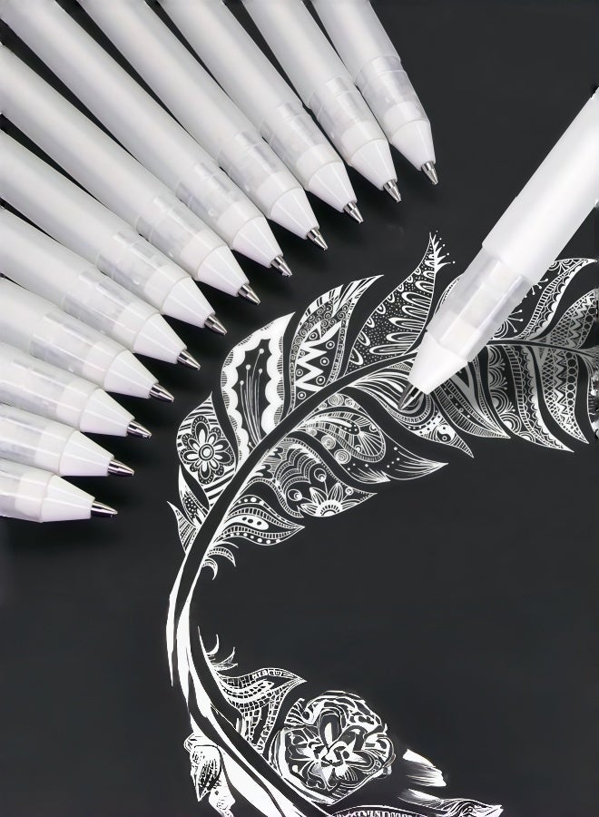 15 Pieces White Highlighter Pen,0.8mm Fine Tip White Gel Pens,Quick Drying Water Based Ink,Non Toxic Acrylic Markers for Paper,Glass,Wood,Metal,Plastic,Ideal for Artists,Students and Crafting - Image 2
