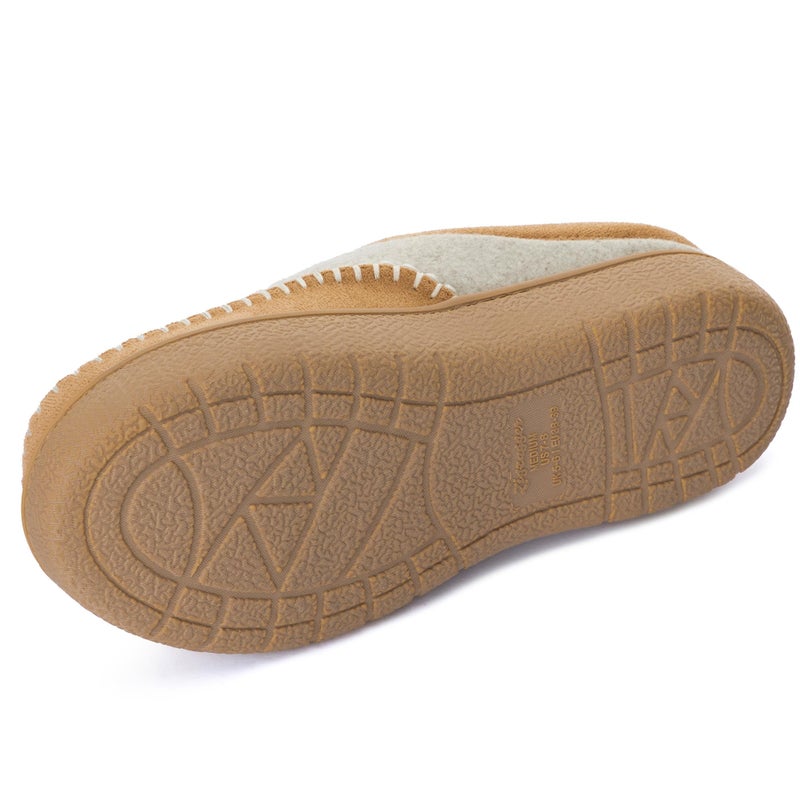 Zigzagger Women's Slip On Moccasin Slippers, Microsuede Indoor/Outdoor Comfy House Shoes Memory Foam Assembled with Felt, Loafer Clog Mule Slippers (Beige&Sand, Size 9) - Image 5