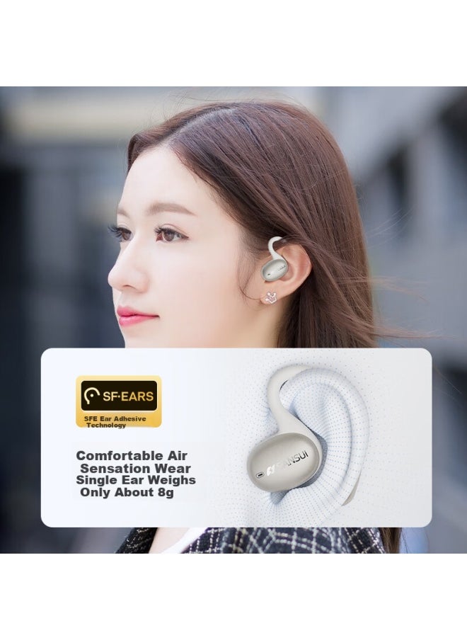 Sansui W35 Open-back Bluetooth Earhook Headphones Non-bone Conduction Comfortable Wear Long Battery Life For Calls Running Sports Noise Cancelling Compatible With Apple Huawei - Ink Blue