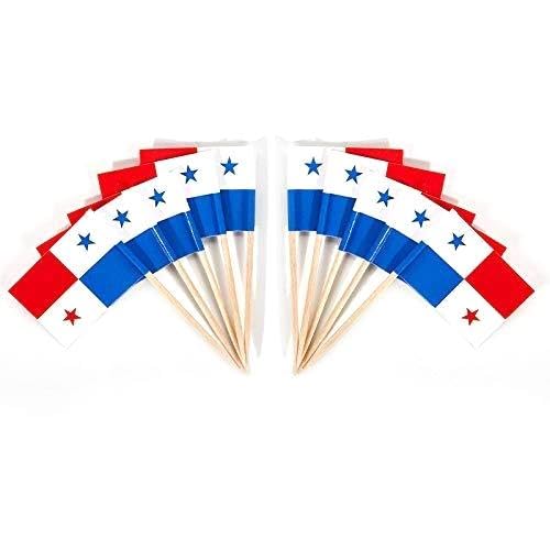 JAVD CYPS 100 Pcs Panama Flag Panamanian Toothpick Flags Small Mini Stick Cupcake Toppers Panamanian FlagsCountry Picks Party Decoration Celebration Cocktail Food Bar Cake Flags - Image 2