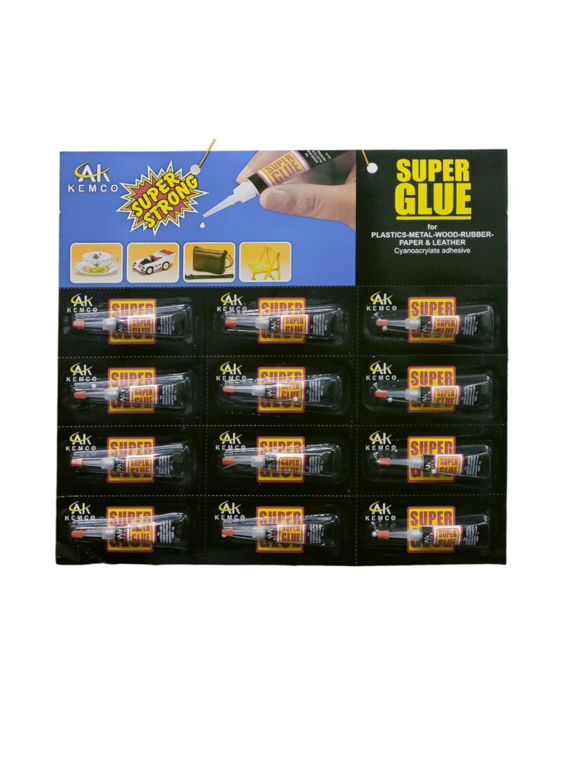 AK KEMCO Super Glue Cyanoacrylate Adhesive 3g x 12 pieces Pack of 12