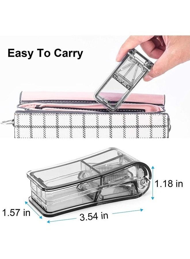Translucency Professional Pill Cutter Box with Stainless Steel Blade, Adjustable Waterproof Plastic Pill Splitter Container for Cutting Small Pills or Large Pills in Half(Black) - Image 2
