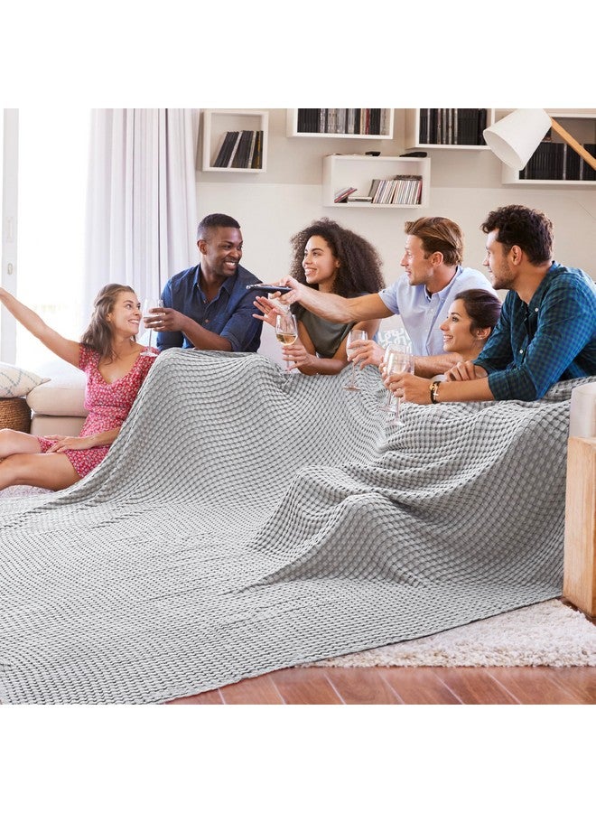 Bedsure Bedsure Cooling Cotton Waffle Oversized King Blanket - Lightweight Breathable Rayon Derived from Bamboo for Hot Sleepers, Luxury Throws for Bed and Sofa, Grey, 120x96 Inches  - Image 2