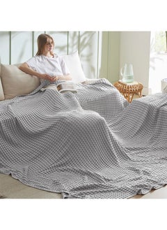 Bedsure Bedsure Cooling Cotton Waffle Oversized King Blanket - Lightweight Breathable Rayon Derived from Bamboo for Hot Sleepers, Luxury Throws for Bed and Sofa, Grey, 120x96 Inches  - Image 4