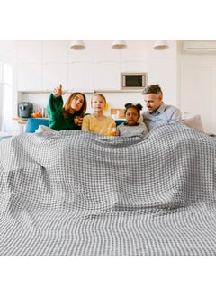 Bedsure Bedsure Cooling Cotton Waffle Oversized King Blanket - Lightweight Breathable Rayon Derived from Bamboo for Hot Sleepers, Luxury Throws for Bed and Sofa, Grey, 120x96 Inches  - Image 1
