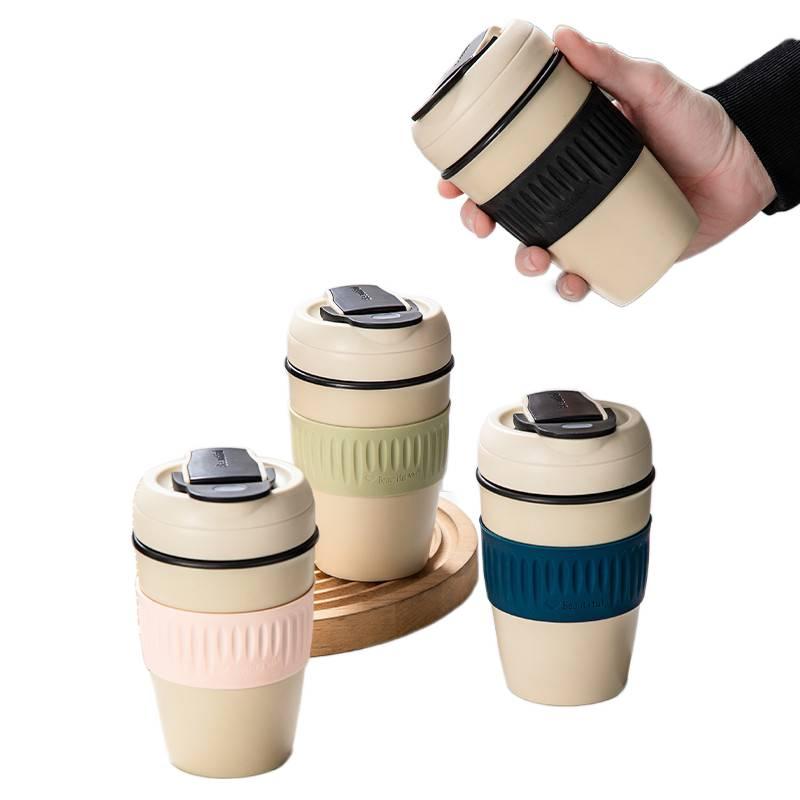 كوب قهوة للسفر بغطاء بشفاط وغطاء مانع للتسرب، 400 ml باللون الأزرق مع غطاء بقشة للتنقل اليومي سهل التخزين للاستخدام الشخصي - Image 2