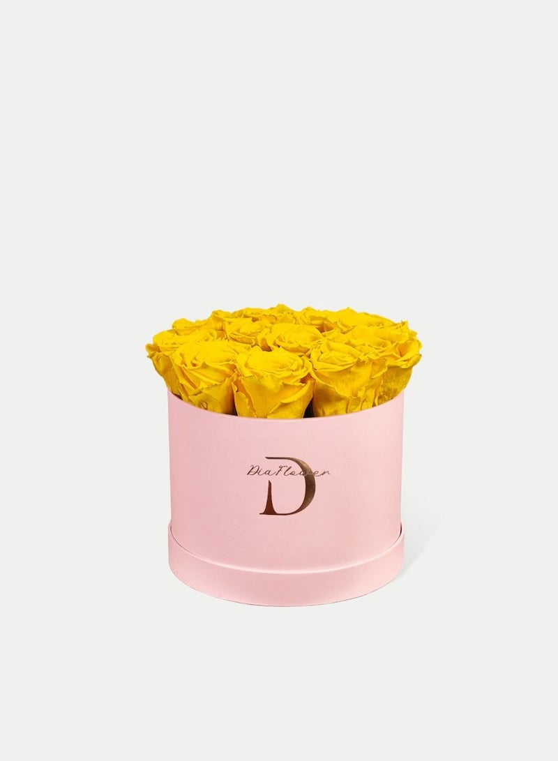 Dia FLOWER Infinity Round Box, Sunshine Yellow 12 ROSES SMALL - Image 2