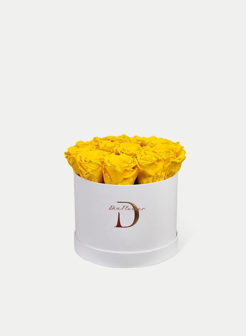 Dia FLOWER Infinity Round Box, Sunshine Yellow 12 ROSES SMALL - Image 3