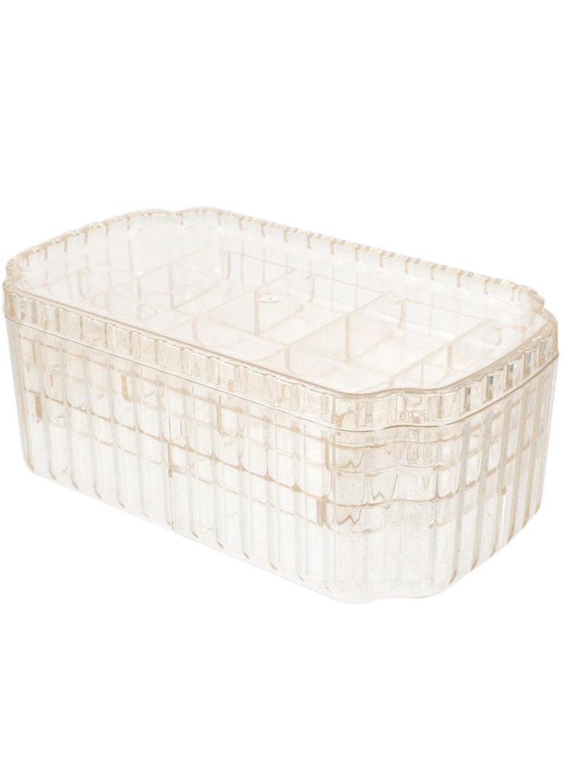 Excefore 3-Layer Jewelry Organizer Box, Travel Jewelry Box, Clear Plastic Storage Containers, Portable Small Jewelry Organizer for Earrings, Rings, Necklaces, Bracelets, Crafts, Gold - Image 1