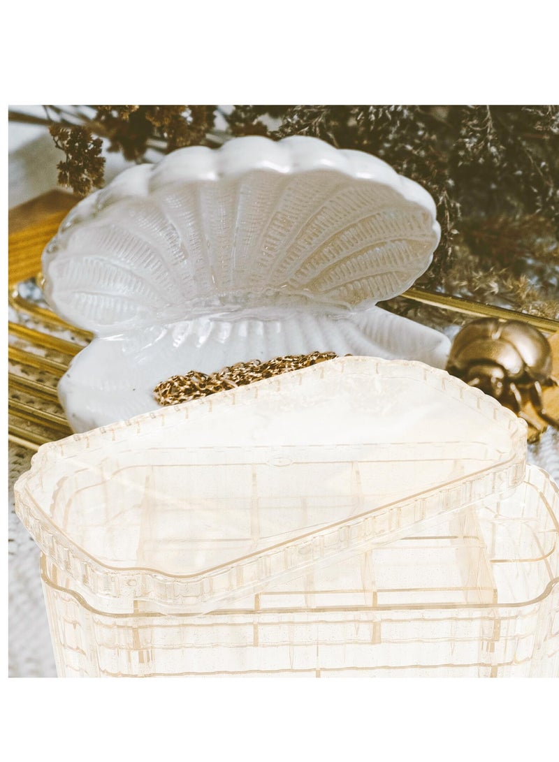 Excefore 3-Layer Jewelry Organizer Box, Travel Jewelry Box, Clear Plastic Storage Containers, Portable Small Jewelry Organizer for Earrings, Rings, Necklaces, Bracelets, Crafts, Gold - Image 4