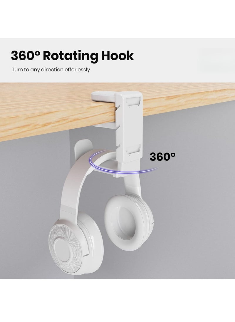 Arabest 3-in-1 PC Gaming Headset Controller Holder - Headphone Stand /Adjustable Clamp 2 Controller Holder Rotating Arm Cable Organizer, Universal PC Gaming Accessory Controller Headset Stand(White)  - Image 5