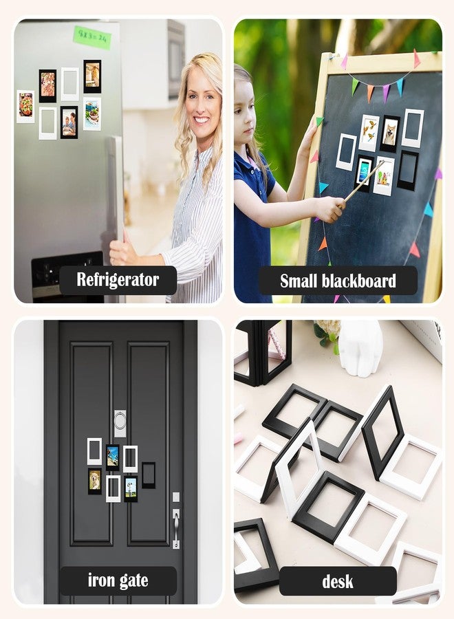 Epakh 20 Packs Magnetic Photo Picture Frame Cute Mini Table Photo Frame Holder 3 Inches Plastic Colorful Photo Display Compatible with Fujifilm Instax for Fridge Refrigerator Office (Black and White) - Image 5