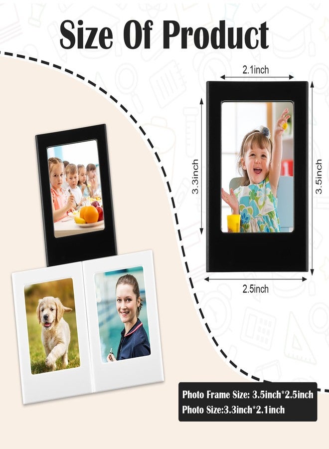 Epakh 20 Packs Magnetic Photo Picture Frame Cute Mini Table Photo Frame Holder 3 Inches Plastic Colorful Photo Display Compatible with Fujifilm Instax for Fridge Refrigerator Office (Black and White) - Image 3