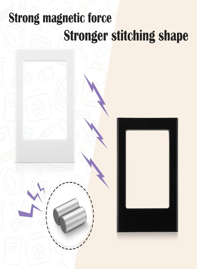 Epakh 20 Packs Magnetic Photo Picture Frame Cute Mini Table Photo Frame Holder 3 Inches Plastic Colorful Photo Display Compatible with Fujifilm Instax for Fridge Refrigerator Office (Black and White) - Image 4