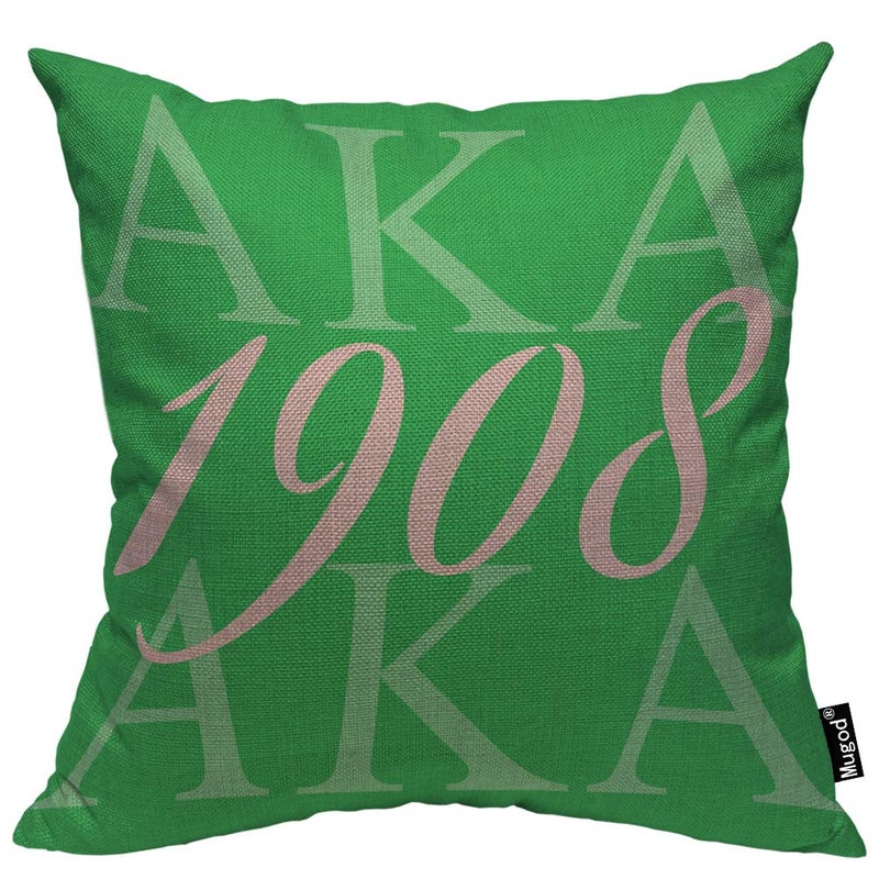 Mugod AKA 1908 Throw Pillow Also Known As Abbreviation Hip Hop Style Pink Green White Cotton Linen Square Cushion Cover Standard Pillowcase 18x18 Inch for Home Decorative BedroomLiving RoomCar