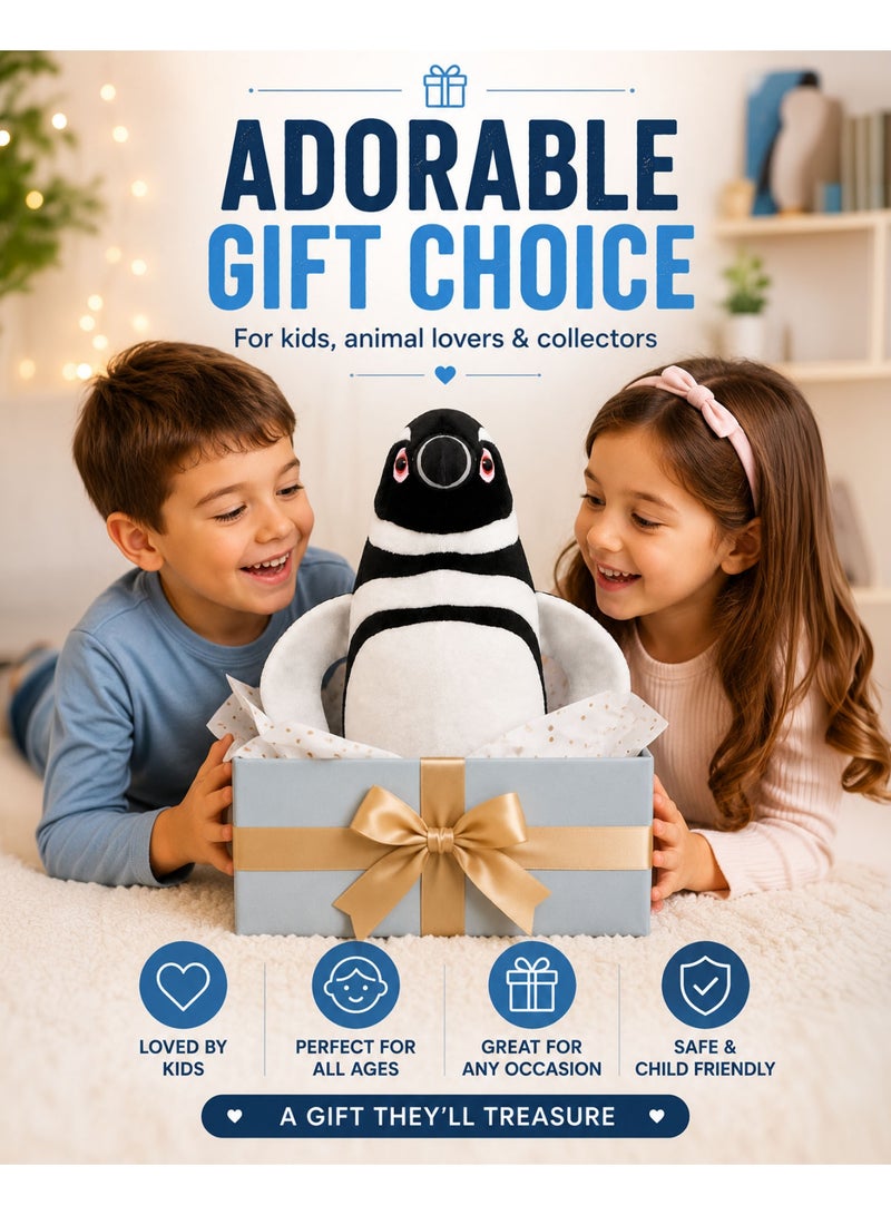 Wild Planet Magellanic Penguin Plush Toy 20cm Soft Stuffed Penguin Doll for Kids Realistic Penguin Animal Plush Cute Cuddly Wildlife Soft Toy for Boys & Girls Hugging Bedtime Companion Educational Ocean Animal Gift for Children Toddlers Collectors - Image 4