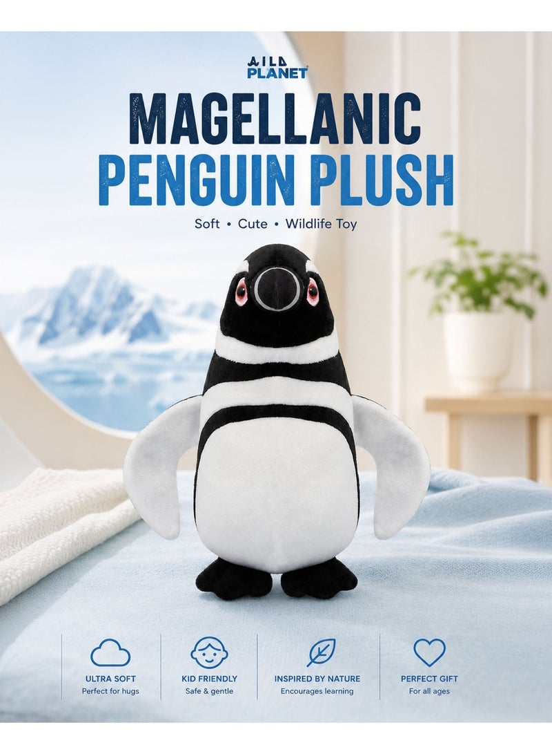 Wild Planet Magellanic Penguin Plush Toy 20cm Soft Stuffed Penguin Doll for Kids Realistic Penguin Animal Plush Cute Cuddly Wildlife Soft Toy for Boys & Girls Hugging Bedtime Companion Educational Ocean Animal Gift for Children Toddlers Collectors - Image 1