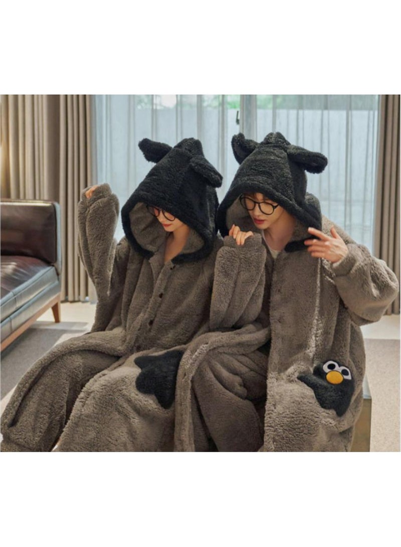KUYING Sleeping gowns, long coral plush and plush, winter home wear for couples, worn externally  - Image 4