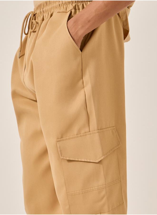 Styli Mid Rise Slim Fit Cargo Pants with Drawstring  - Image 3
