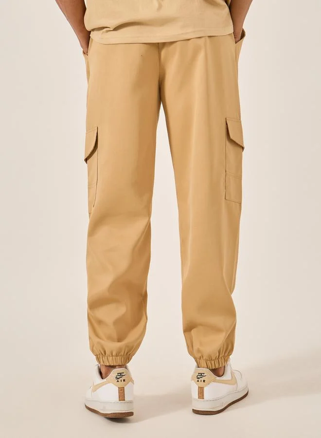 Styli Mid Rise Slim Fit Cargo Pants with Drawstring