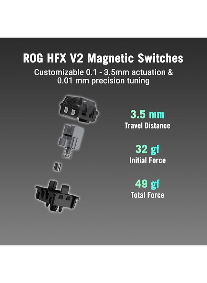 أسوس لوحة مفاتيح الألعاب السلكية ASUS ROG Falchion Ace 75 HE بتأثير هال - 75% TKL، USB، مفاتيح مغناطيسية HFX V2 قابلة للتبديل، تفعيل سريع، استبيان 8KHz، غلاف مفاتيح PBT، حقيبة حمل، تكوين عبر الويب - أسود - Image 2