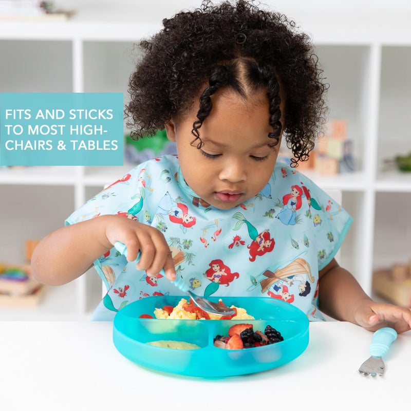 Bumkins Toddler and Baby Suction Plate, Silicone Divided Grip Dish for Babies and Kids, Baby Led Weaning, Children Feeding Supplies, Non Skid Sticky Bottom, Ages 6 Months Up, Blue Jelly - Image 3