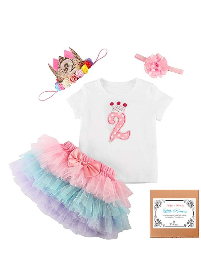 We Happy 4-Piece 2nd Birthday Baby Girls Dress Princess Costume  - Image 1