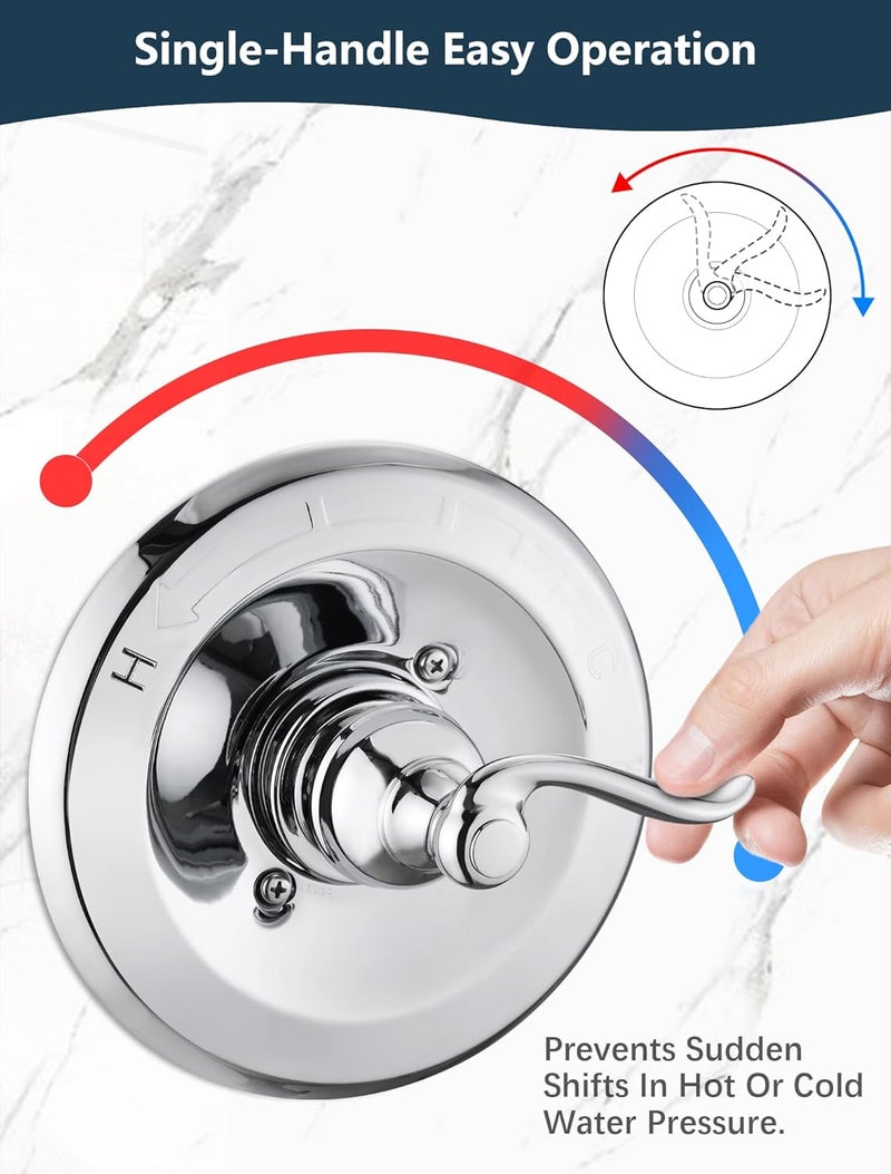 DLymtrx Replacement for Delta 13/14 Series BT14096 Trim Kit, Shower Cover Plate with Handle (Cartridge and Valve Not Included),Chrome - Image 5