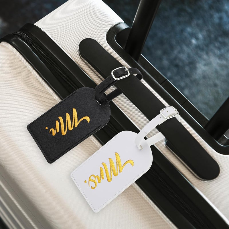 فاييت مجموعة من 4 أغطية جوازات سفر السيد والسيدة وعلامات الأمتعة، وعلامات سفر من الجلد الصناعي، هدايا - Image 3