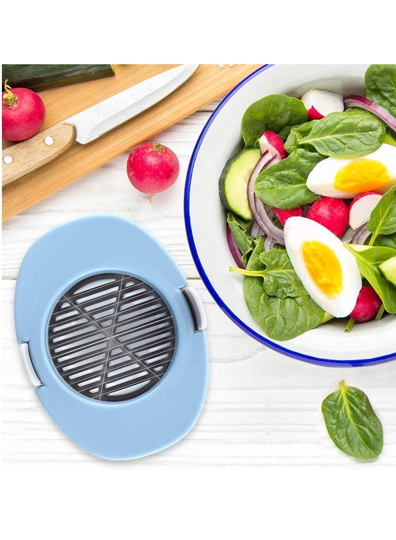 Barakah Eggs Slicers, 3 In 1 Egg Cutter Wedger Hard Boiled Fruit , Multifunctional Convenient Slicer with Stainless Steel Cutting Wires and Non-Slip Base(Blue) - Image 2