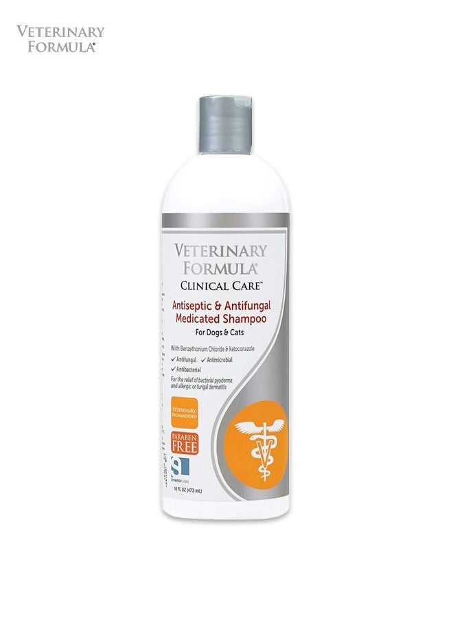 Veterinary Formula شامبو طبي مطهر ومضاد للفطريات من كلينيكال كير للكلاب والقطط - 473 مل  - Image 1