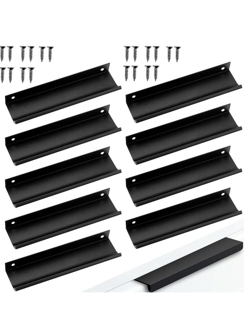 SYOSI Modern Aluminum Alloy Cabinet Handles, 80mm Length, 64mm Screw Spacing, Stylish Hidden Handles for Furniture, Bedroom, Door, Drawer, 10PCS  - Image 1