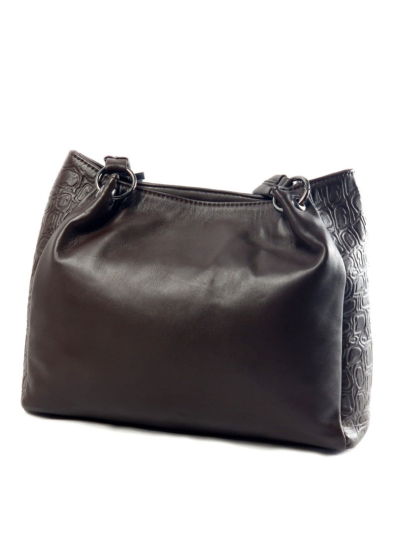 ليذريا  شنطة حريمى بتصميم عصري من الجلد الطبيعي المزيّن بالنقوش- متوسطة الحجم - Image 2