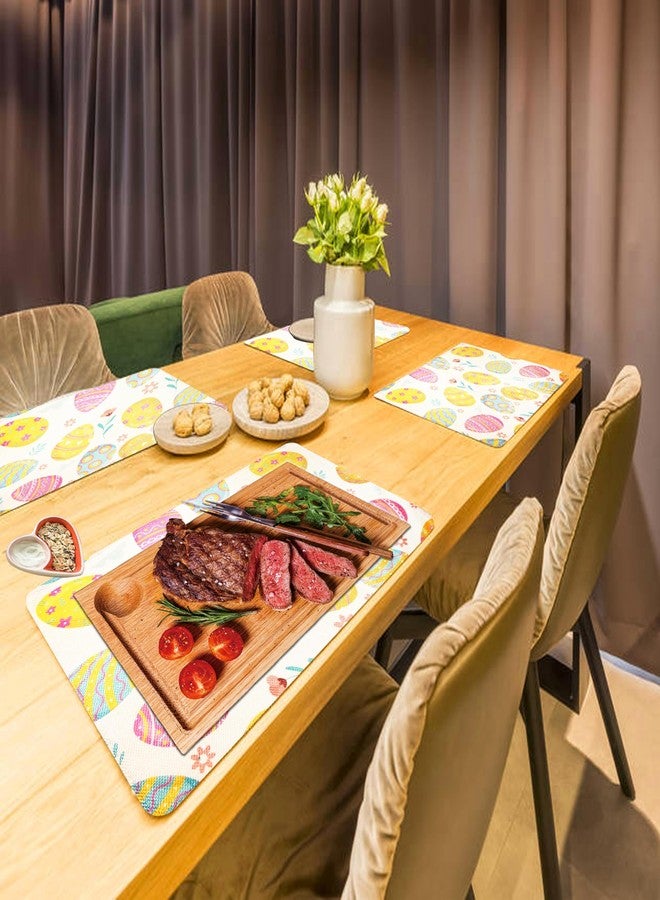 Moffris Happy Easter Egg Placemats Set of 4, 12x18 Inch Easter Spring Table Mats for Table Indoor Home Party Decor - Image 2