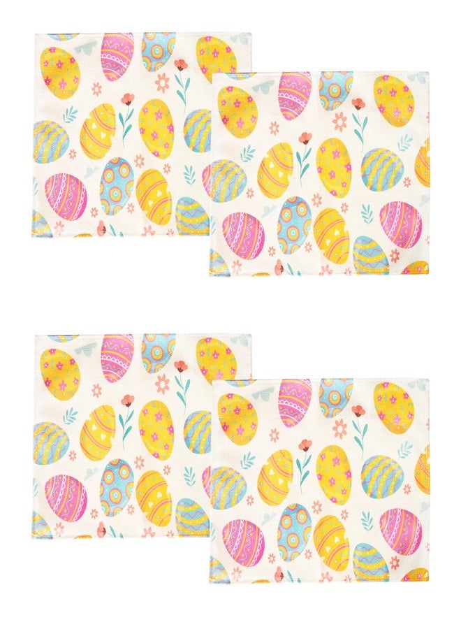 Moffris Happy Easter Egg Placemats Set of 4, 12x18 Inch Easter Spring Table Mats for Table Indoor Home Party Decor - Image 1