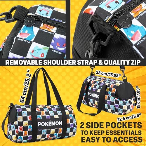 Pokemon Anime Gym Bag Kids Duffle Bag Teenagers Pikachu Travel Carry On Bag Sports Dance Bag Sleepover Overnight Athletic Football Weekender - Image 4
