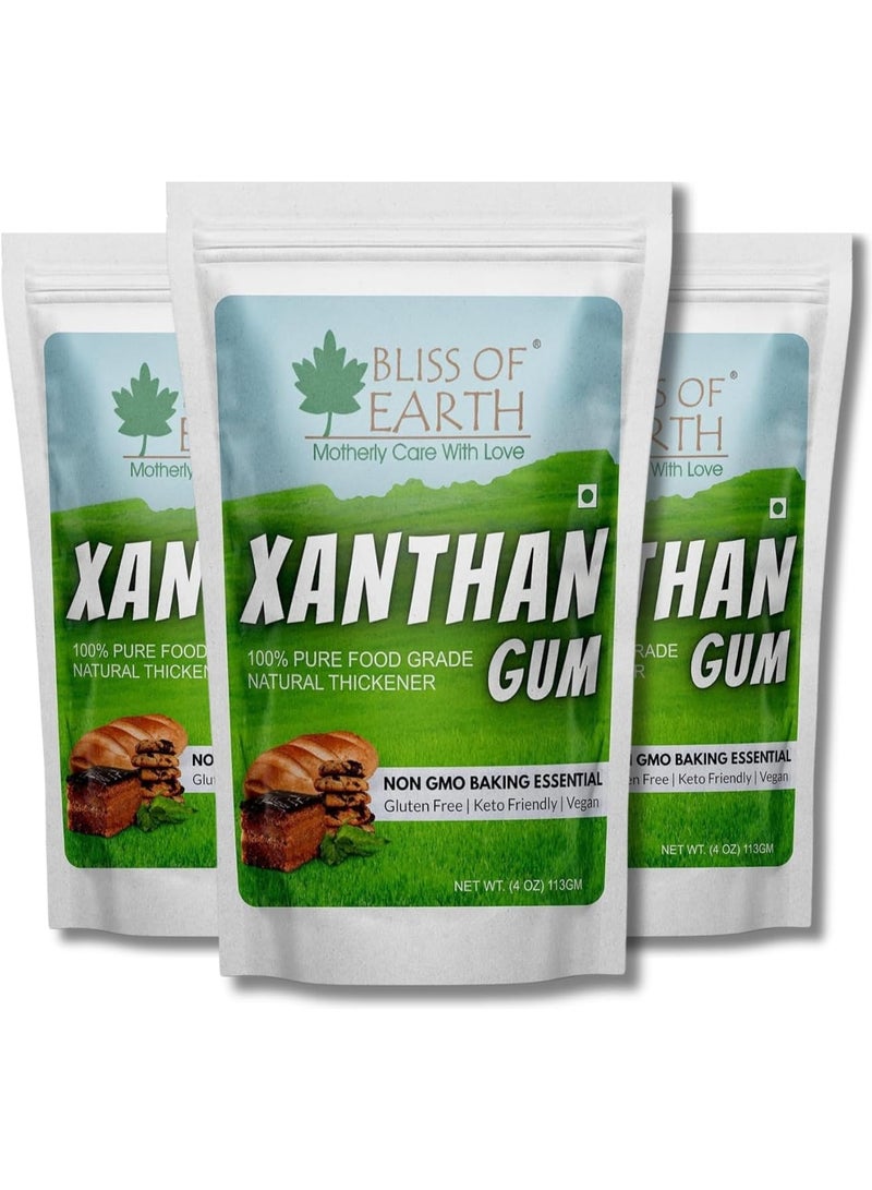 BLISS OF EARTH Xanthan Gum Powder for Ice Cream, Natural Thickener Xanthan Gum for Baking & Cooking, 100% Pure Food Grade | Gluten Free | Keto Friendly | Vegan – Pack of 3 x 113g - Image 1